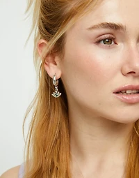 Eye-shaped drop earrings with verde crystal