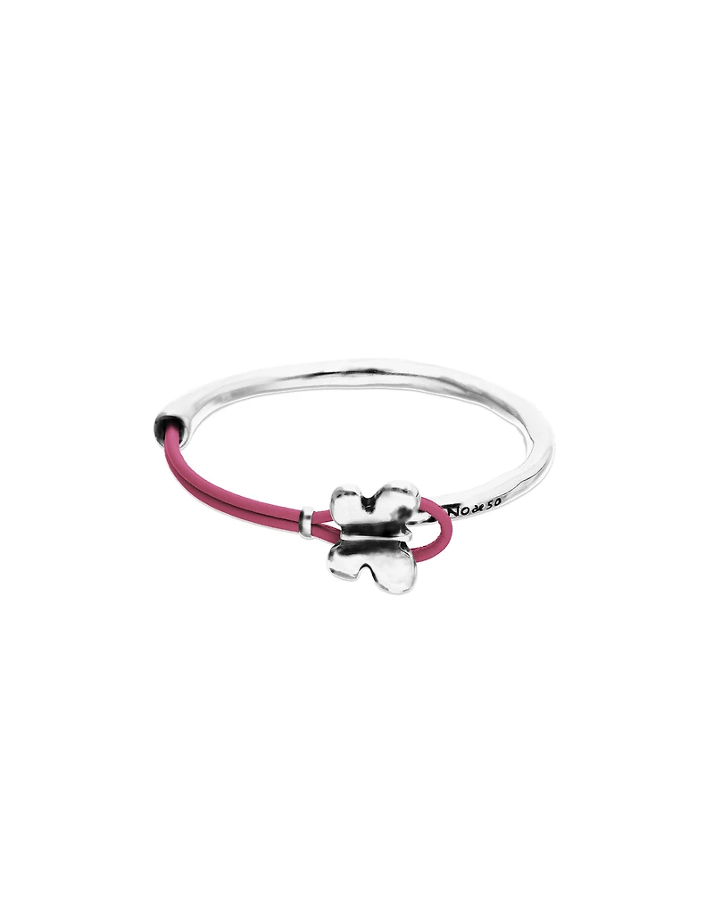 Pink leather bracelet with butterfly ornament