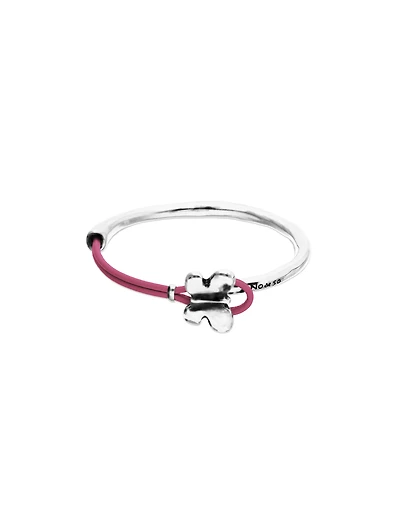 Pink leather bracelet with butterfly ornament
