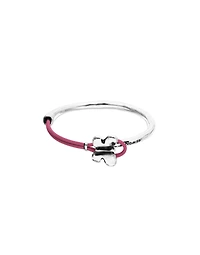 Pink leather bracelet with butterfly ornament