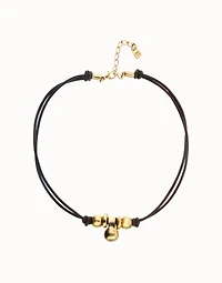 Short leather necklace with three spheres