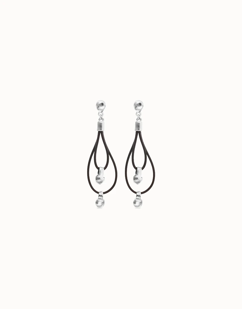 Drop earrings with leather earrings and sphere detail