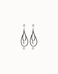 Drop earrings with leather earrings and sphere detail