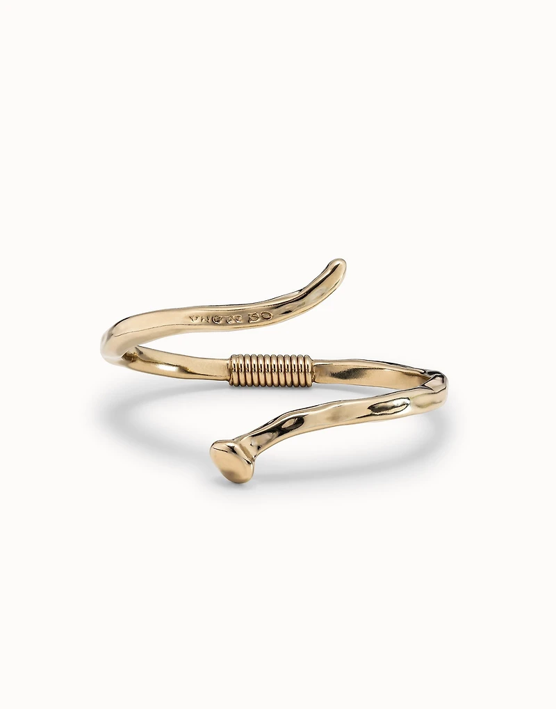 Bangle bracelet with a spiral-shaped nail