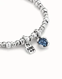 Beaded stretch bracelet with blue crystal