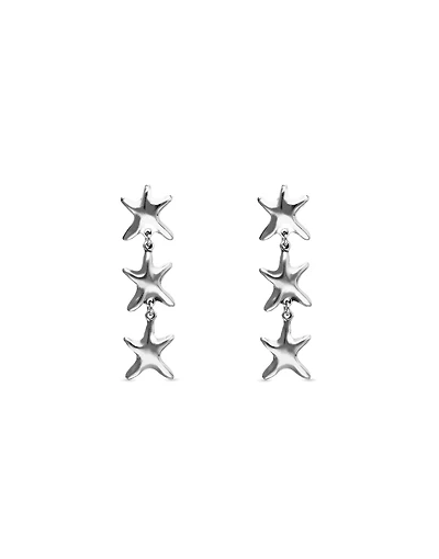 Long earrings with 3 starfishes