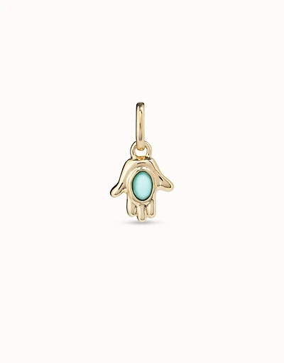 Hand shaped charm with turquoise murano glass