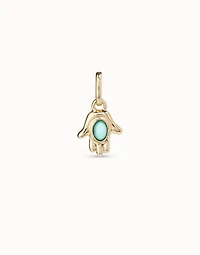 Hand shaped charm with turquoise murano glass