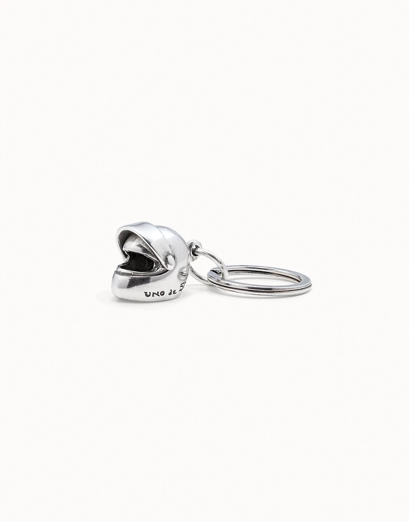 Sterling silver-plated helmet key-ring