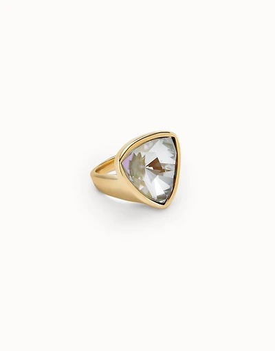 Large triangular ring with crystals