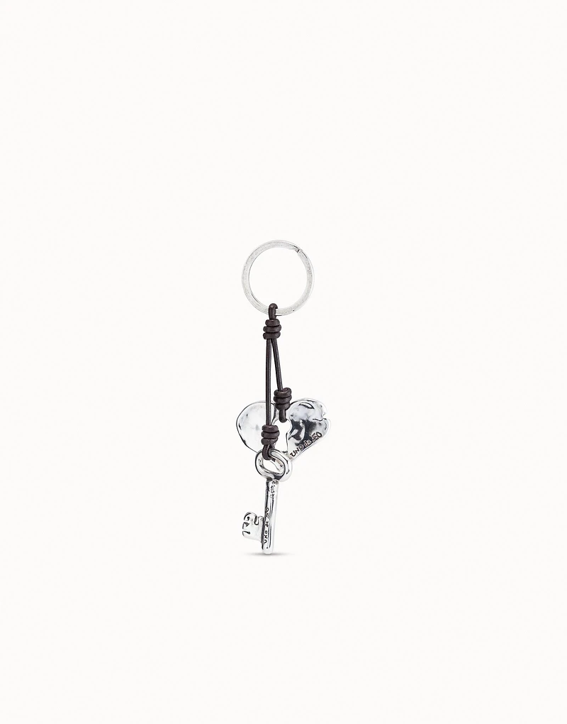 Sterling silver-plated heart key-ring