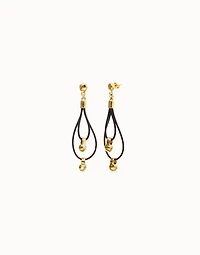 Drop earrings with leather earrings and sphere detail