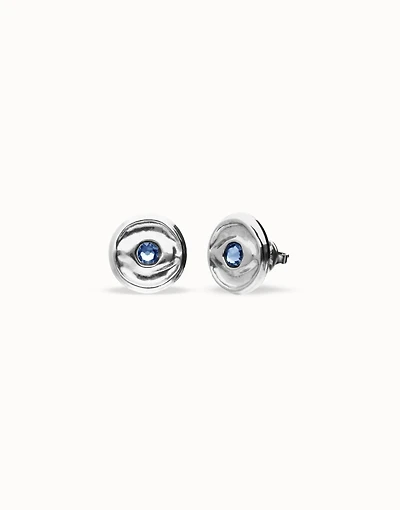 Stud earrings with blue crystal