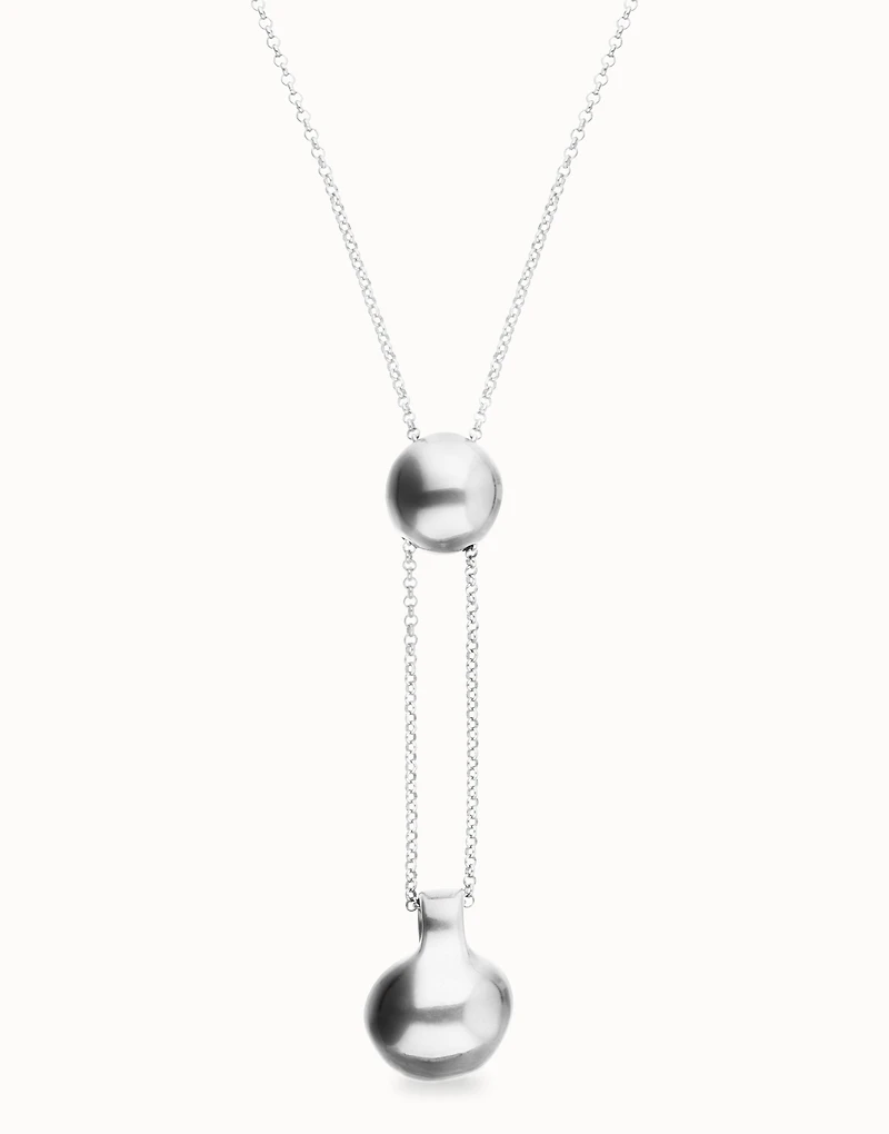 Long necklace with an adjustable chain and two weights
