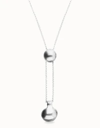 Long necklace with an adjustable chain and two weights