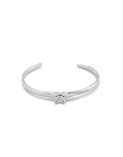 Cuff bracelet with blue cubic zirconia