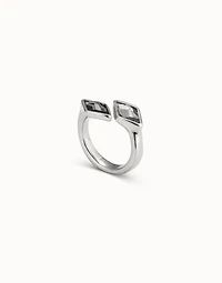 Open ring with two crystals