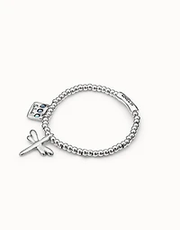 Beaded stretch bracelet with a dragonfly charm