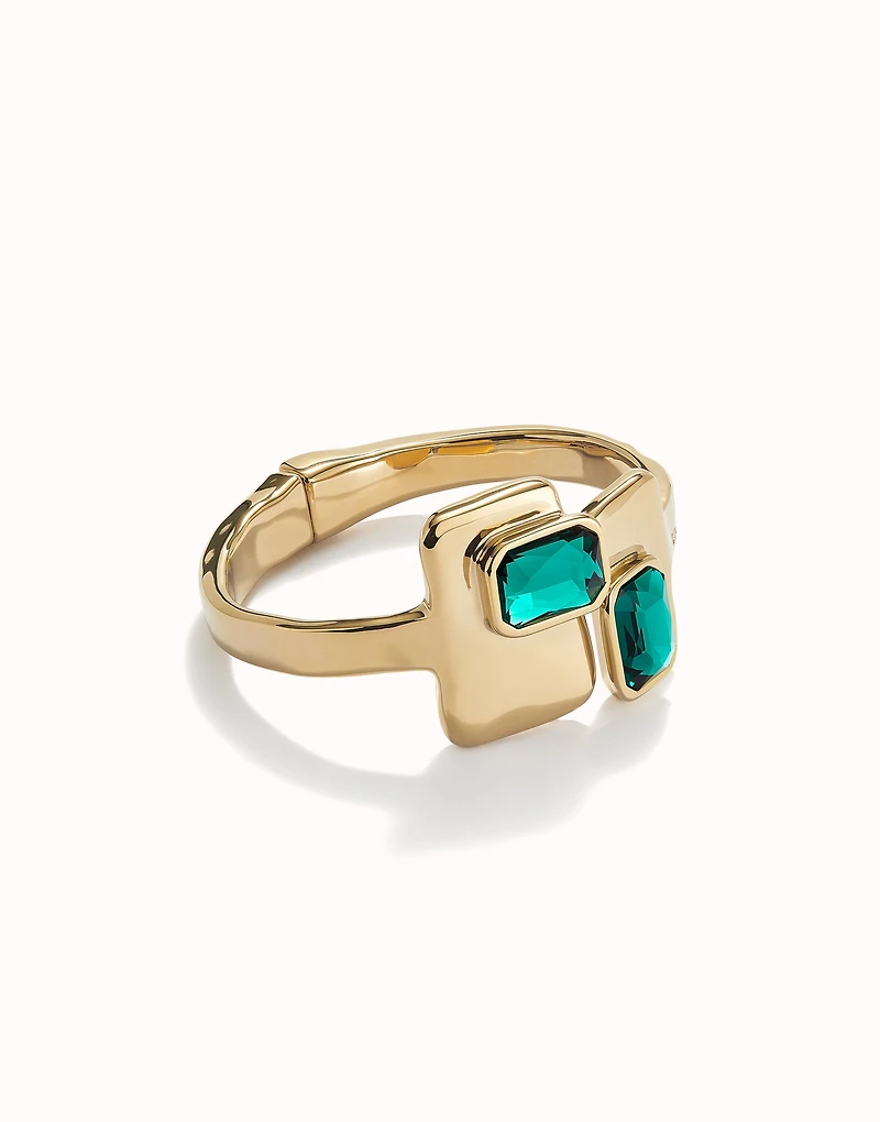 Bangle bracelet with green crystals