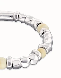 Beaded bracelet with silver and ivory beads