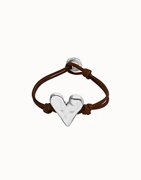 Brown leather bracelet with heart detail