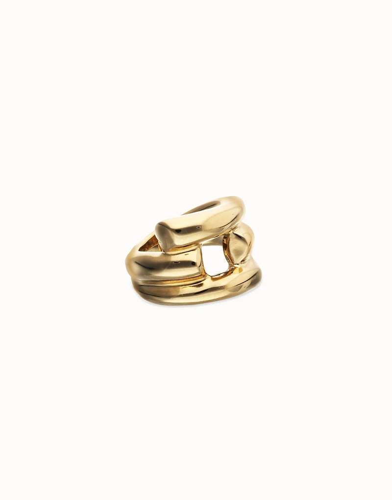 Ring with four intertwined organic shapes