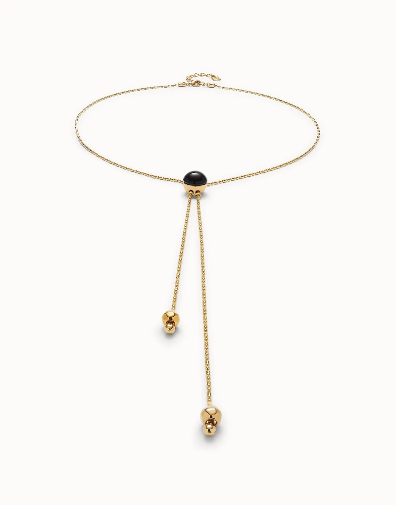 Long pendant necklace with central black murano glass