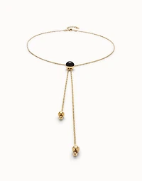 Long pendant necklace with central black murano glass