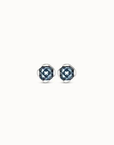 Stud earrings with blue crystal
