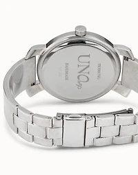 Silver plated watch with black dial