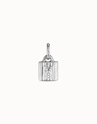 Sterling silver-plated padlock charm with topaz letter Y