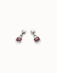 Drop earrings with pink crystal