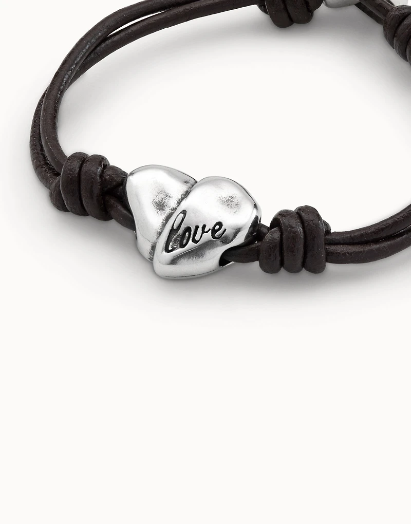 Leather bracelet with a heart
