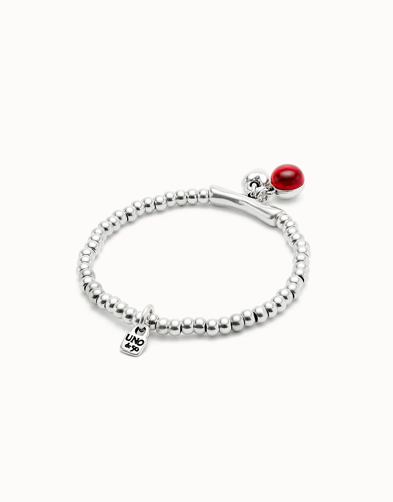 Beaded bracelet with red murano glass