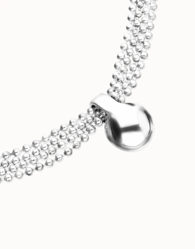 Short necklace with silver threads and large sphere
