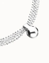 Short necklace with silver threads and large sphere