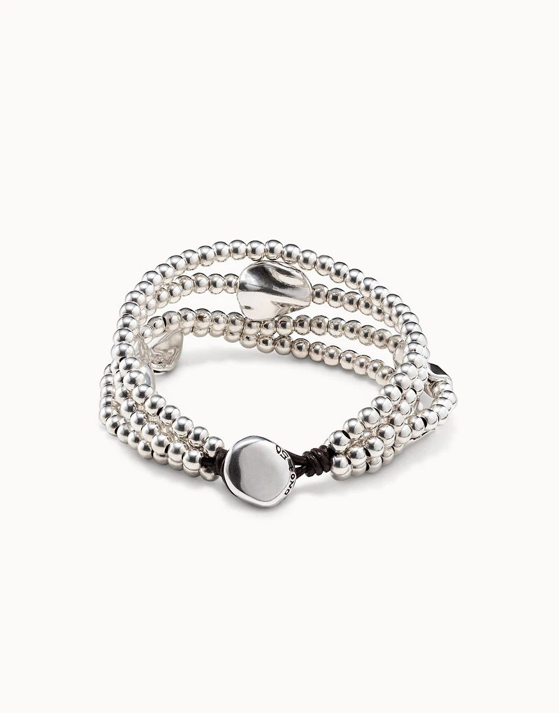 Three strand leather beaded bracelet