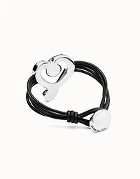 Multi strand leather bracelet with a heart