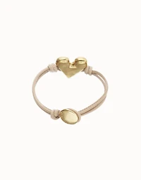 Camel leather bracelet with heart detail