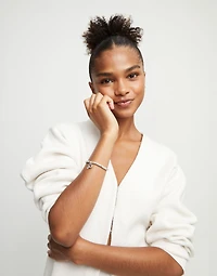 Beaded  stretch bracelet with heart and pink crystal