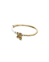 Cream leather bracelet with butterfly ornament