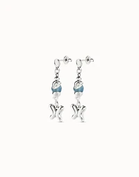 Earrings with blue crystal and butterfly