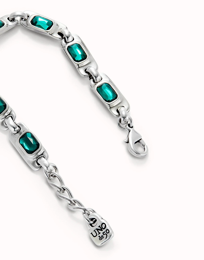 Chain bracelet with green crystals