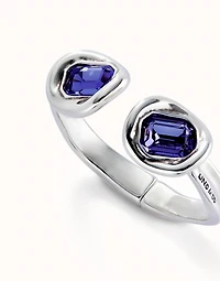 Bangle bracelet with two purple crystals