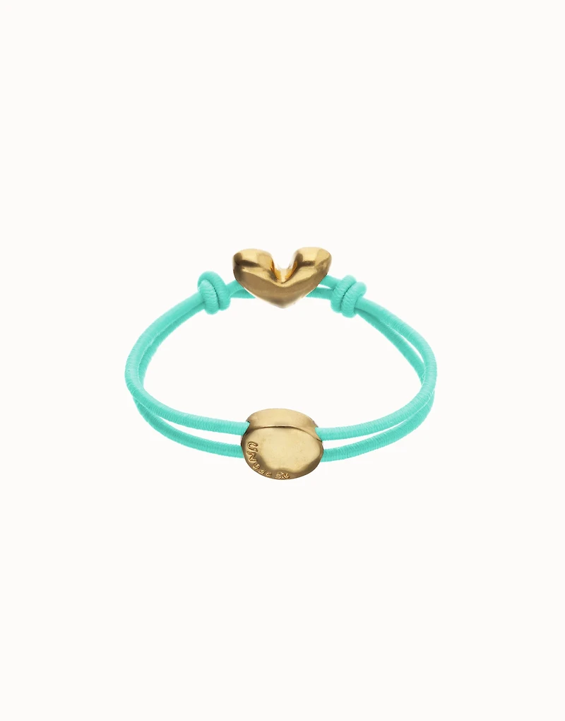 Turquoise elastic thread bracelet with heart charm