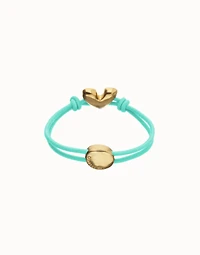 Turquoise elastic thread bracelet with heart charm