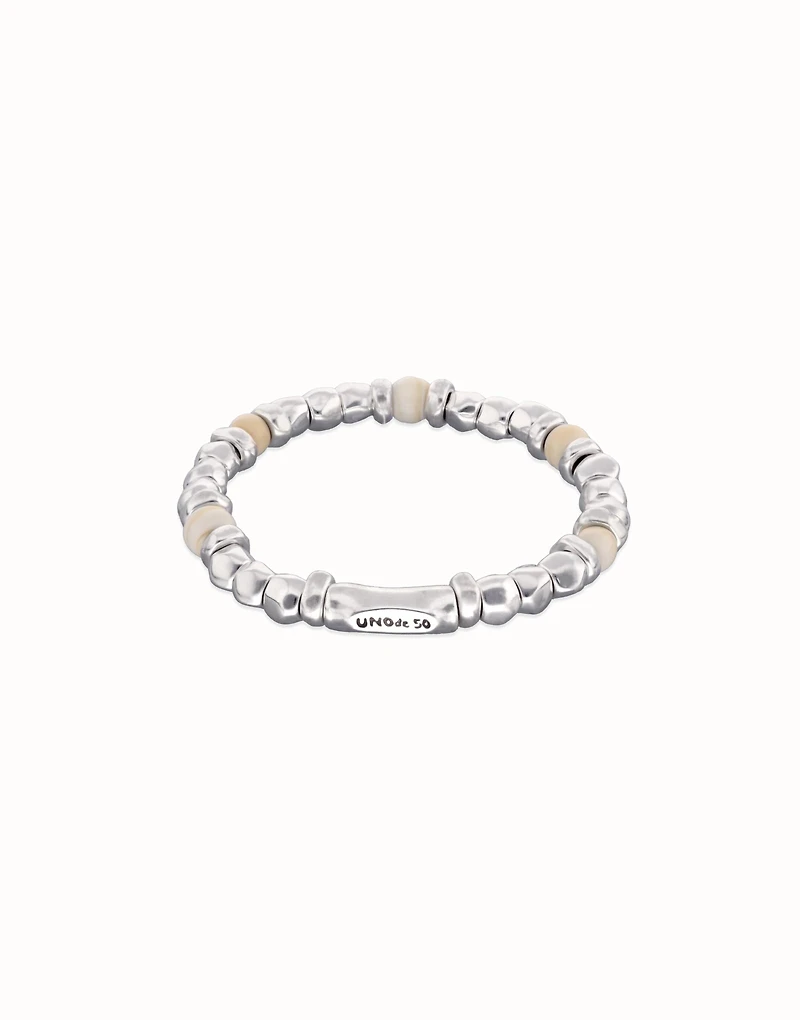 Beaded bracelet with silver and ivory beads