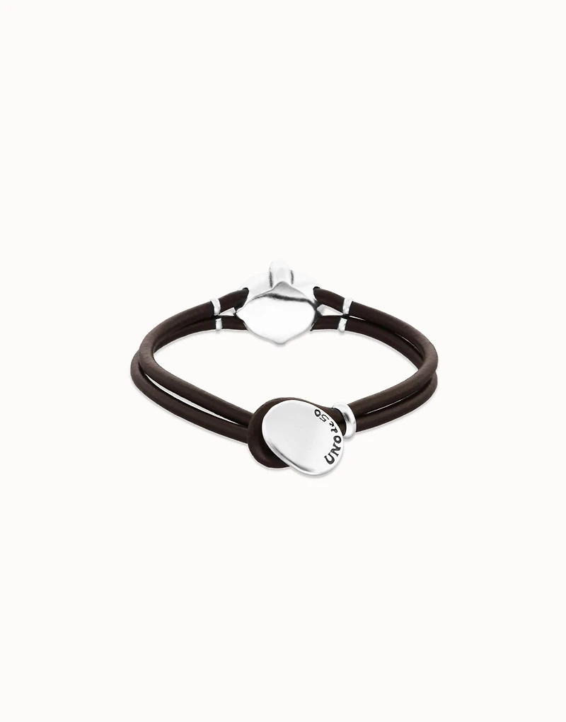 Leather bracelet with green oval faceted crystal