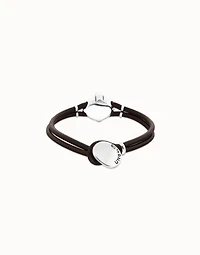 Leather bracelet with green oval faceted crystal