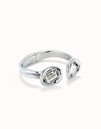 Bangle bracelet with two white crystals